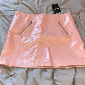 NWT fake leather pink mini skirt